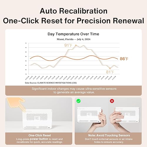 Miniatura 7 de Monitor de calidad del aire 16 en 1 para interiores, pantalla de 7 pulgadas, 9 alertas AQI+7 AQI, monitor de CO2 probador de calidad del aire para