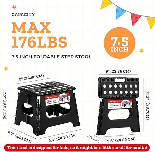 Miniatura 267 de Taburete plegable resistente de alta calidad de 13 pulgadas de altura para adultos, taburete de cocina, jardín, baño, color blanco Blanco,Bicolor