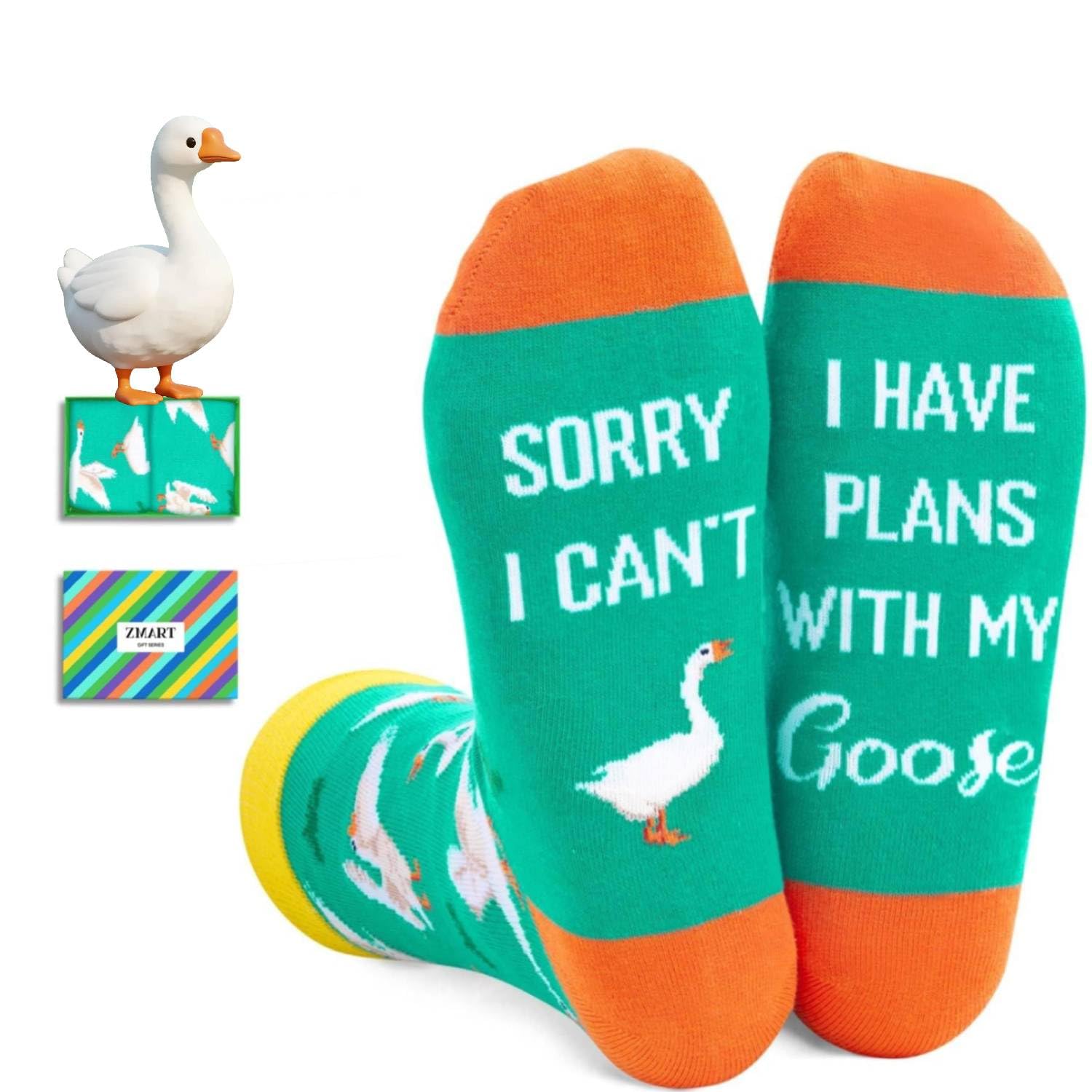 Zmart Goose Rubber Duck Gifts - Silly Gag Funny Socks for Goose Duck Lovers Women Men