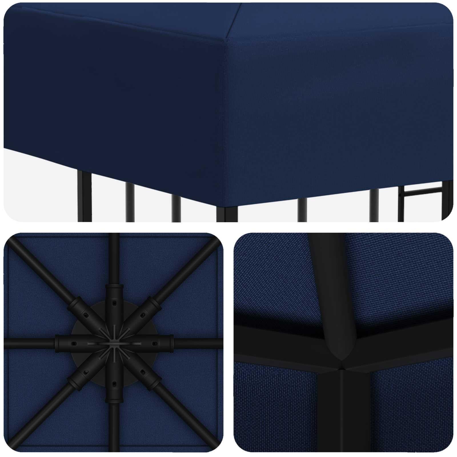 Gartenpavillon Pavillon Partyzelt 3 x 3 m Blau, Polyester und Stahl 190 GSM, Gartenzelt mit Sonnenschutz, Regenschutz, Terrassenüberdachung für Terrasse, Garten und Grillparty, 300 x 300 cm