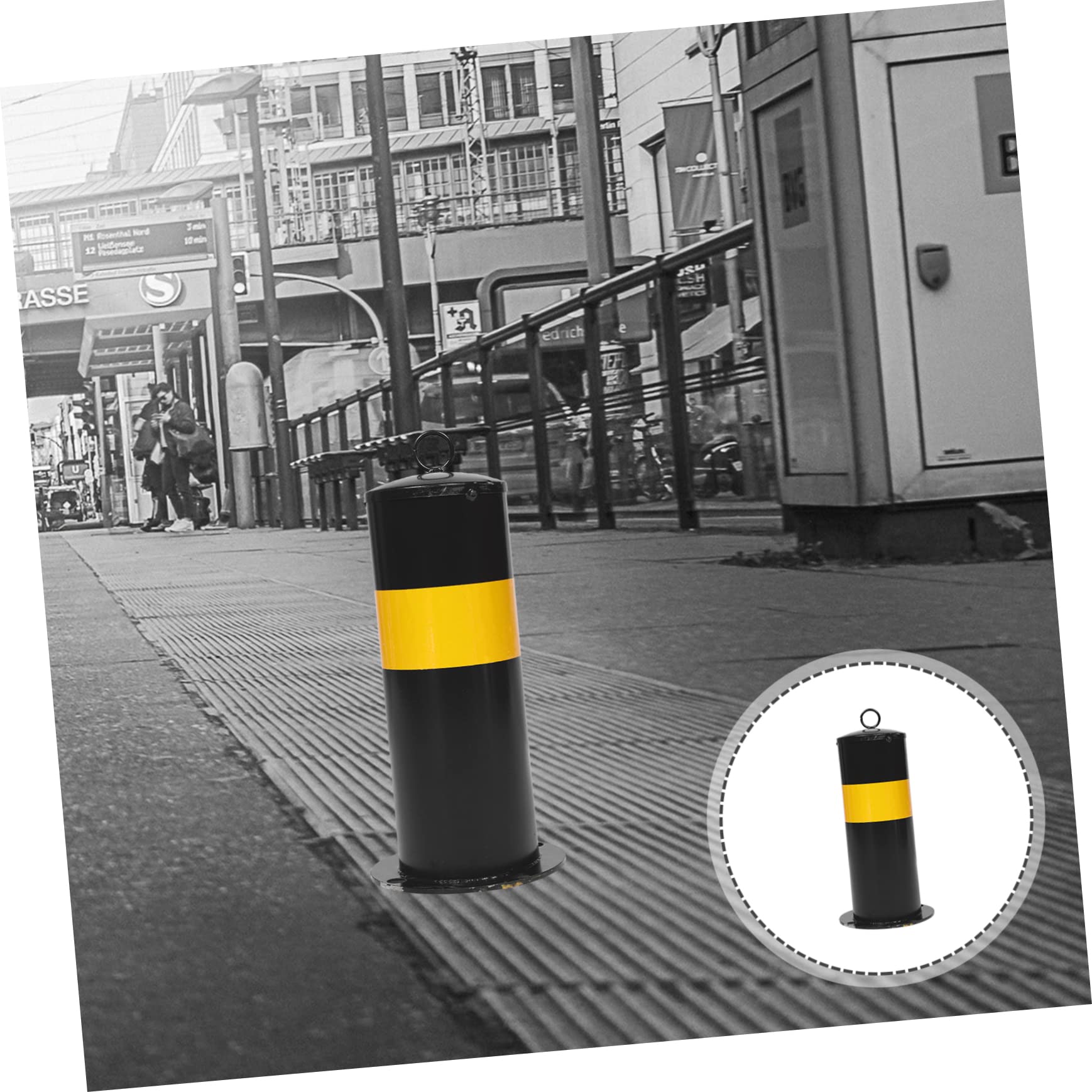 Bolardo de Acero Negro para Protección Vial y Control de Acceso | Interior, Exterior, Empresas, Municipios, Diseño Profesional, Carreteras, Almacenes, Uso Industrial
