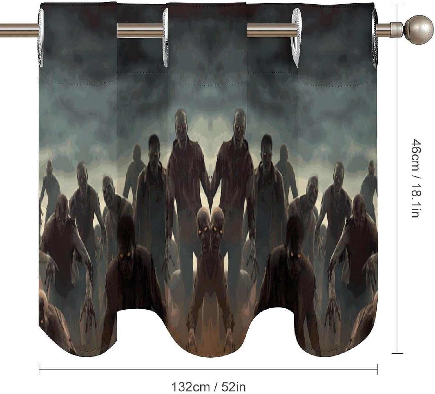 Small Window Curtains, Many Zombie Printed Mini Window Curtains Valance, Pocket Window Curtains are Suitable for Homes, Offices, Farmhouses, and Restaurants
