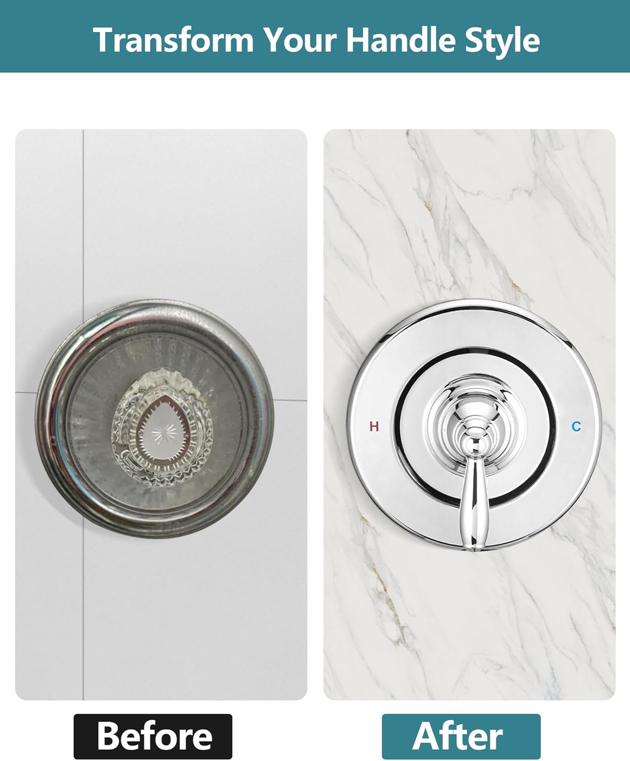 Replacement Shower Fuacet Handle Kit Compatible with Moen Posi-Temp& Chateau Faucets, Chrome