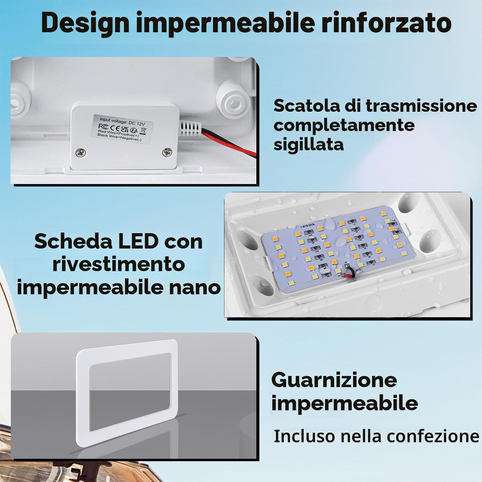 Acegoo Camper Luce LED Portico Doppio Colore Bianco Ambra 12V 410 Lumen IP66 Impermeabile Esterno