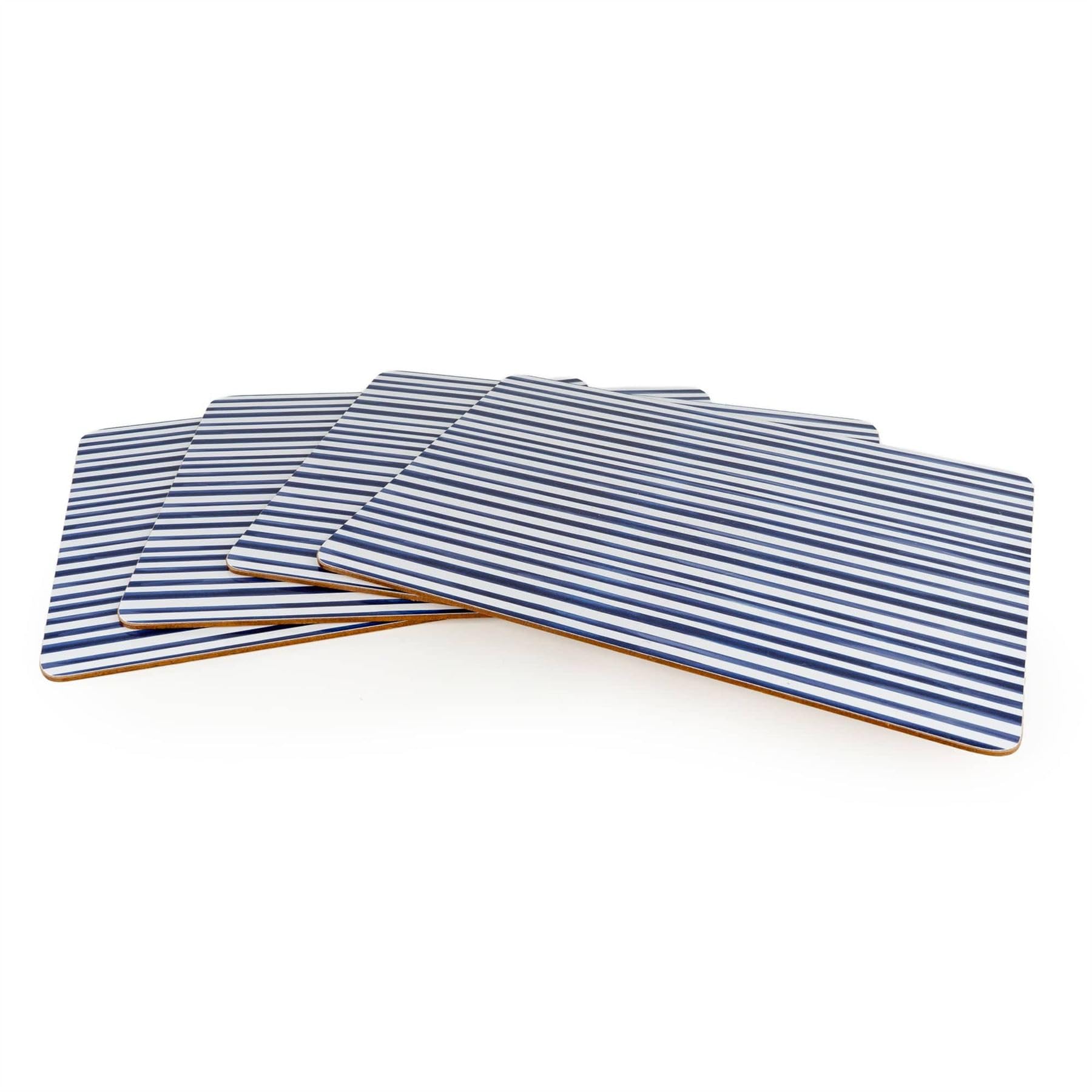 Carousel Home Blue Jeff Banks Set Of 4 Placemats | 29X21cm And White Stripe Cork Backed Nautical Table Mats | Rectangle Place Mats