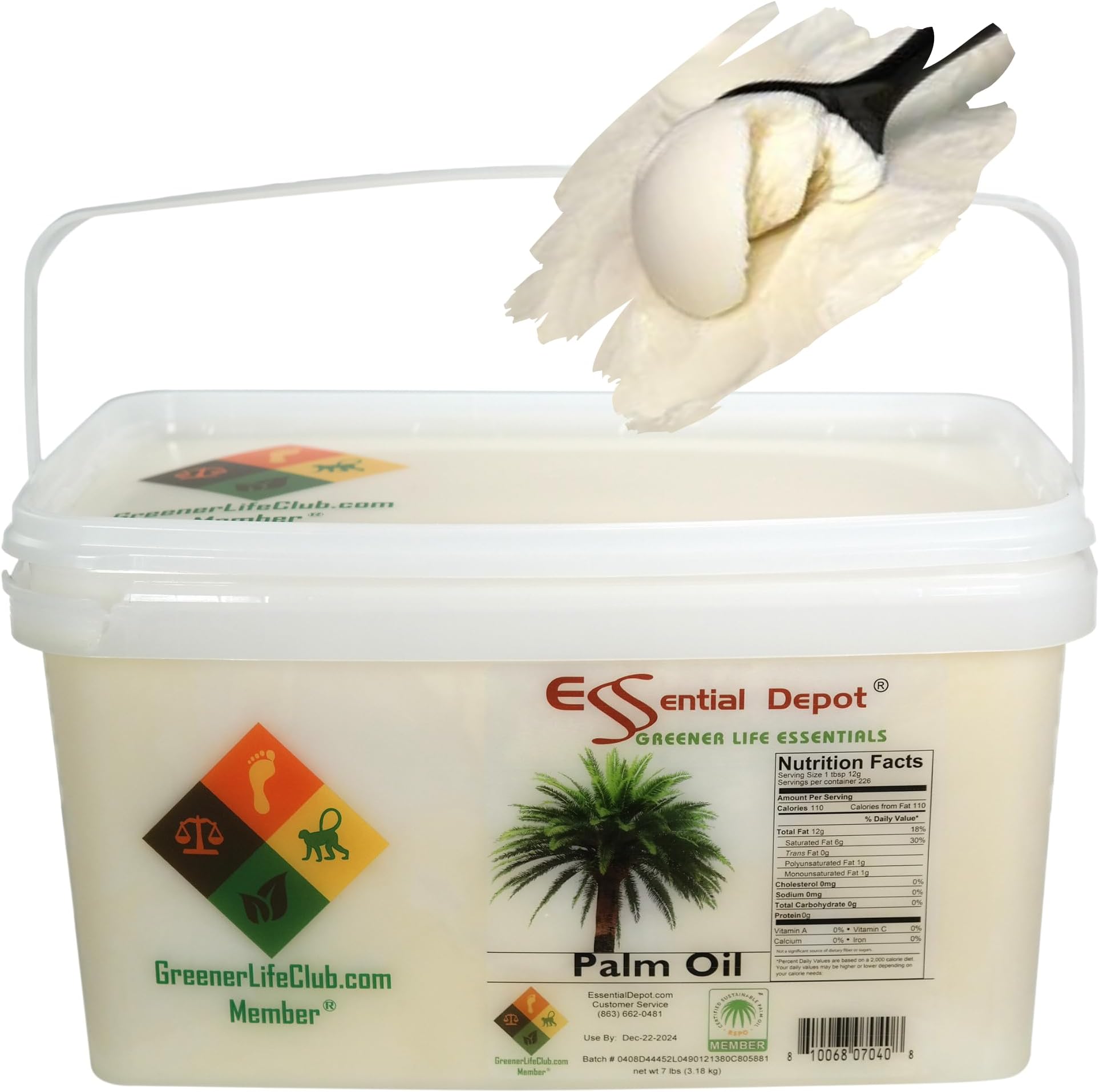 Essential Depot Palm Oil - RSPO Certified - Sustainable - Food Safe - 7 lb - Greener Life Club Box