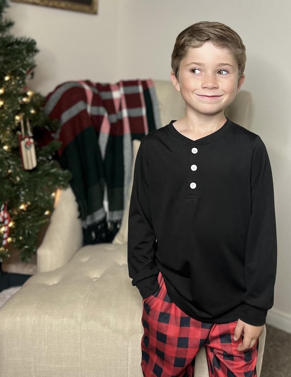 Arshiner Boys Pajamas Long Sleeve Henley Top and Pants Boys 2 Piece Pajama Set Sleepwear for 6-14 Years - Image 2