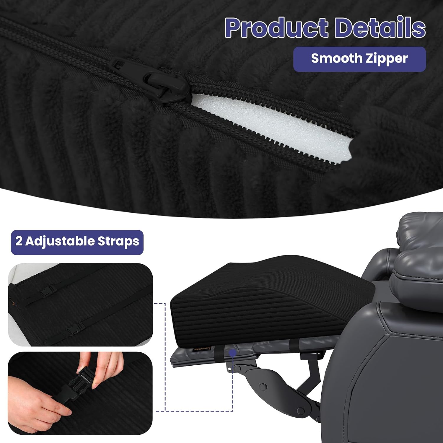 idee-home Recliner Leg Rest Cushion, Recliner Footrest Extender Pillow
