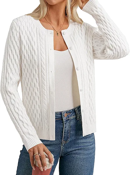 GRACE KARIN Womens Cable Knit Cardigan Sweaters, Button Down Cardigans 2025 Fall, Casual Long Sleeve Tops