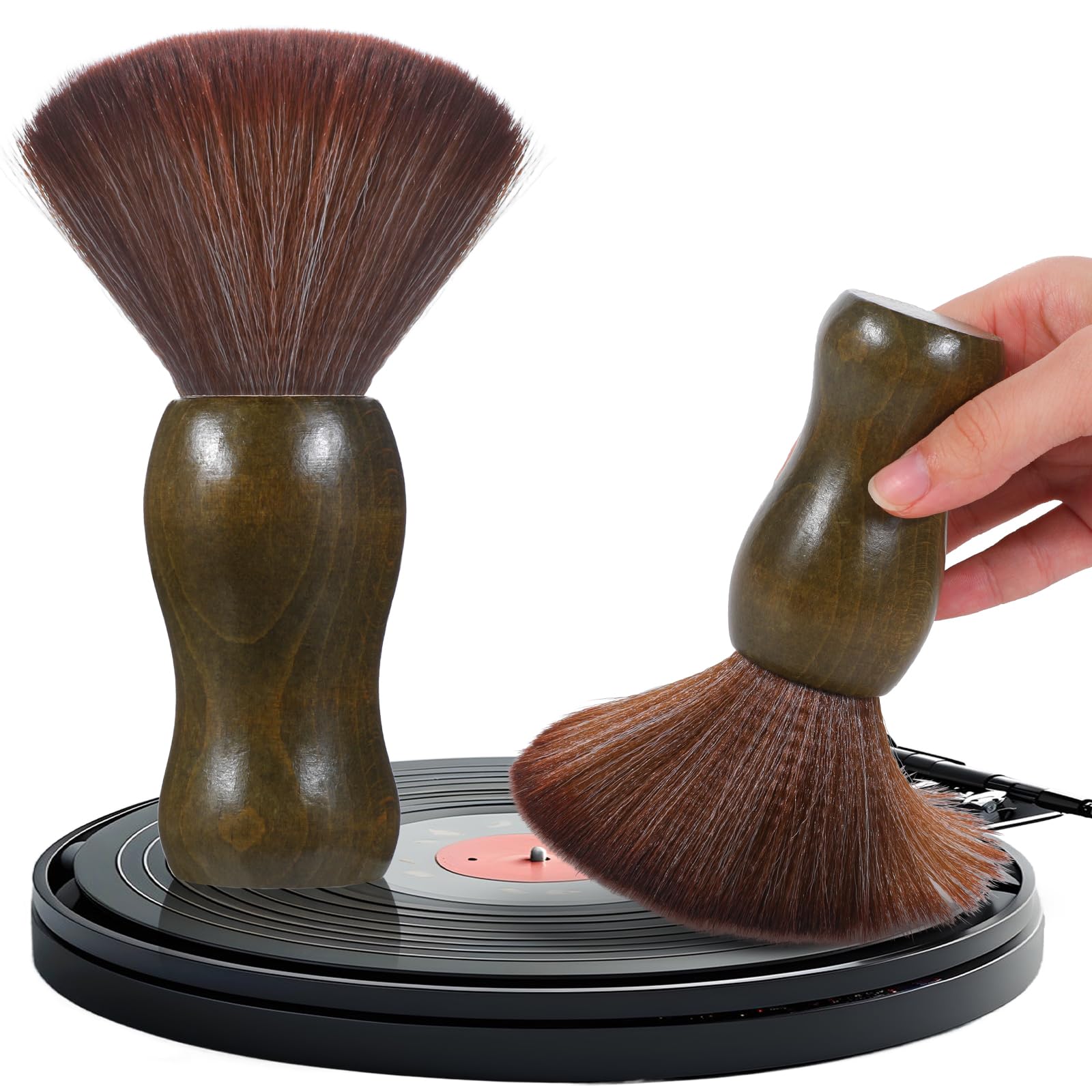 Vinyl Record Cleaning Brush Anti-Static Dust Cleaning Record Brush Cleaning Brush Vinyl Record Cleaner Wooden Vinyl Brush Record Player