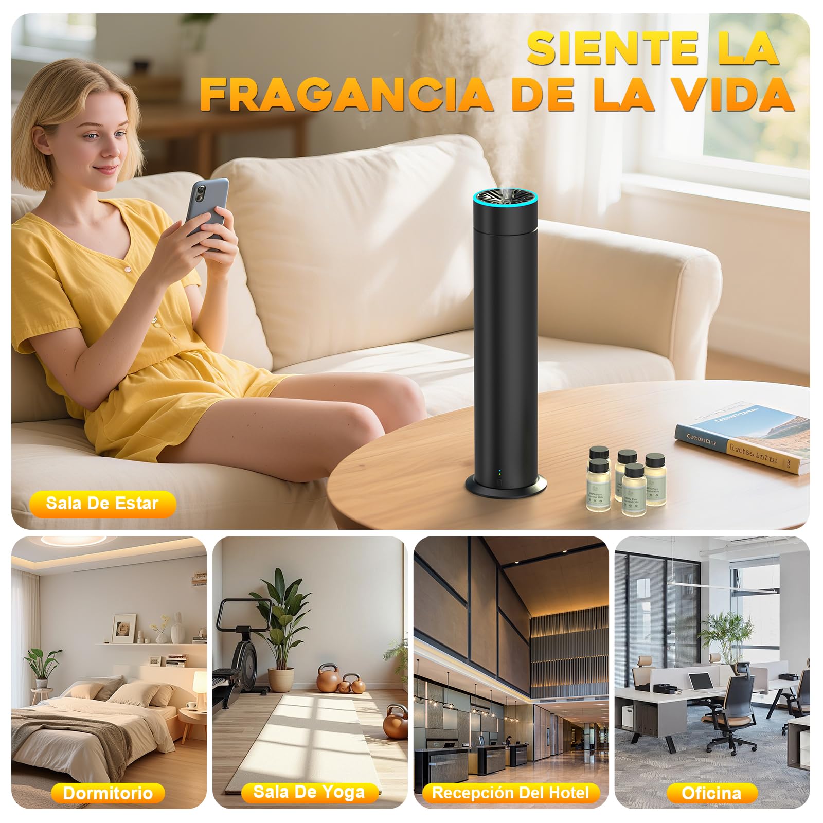Difusor de Aceites Esenciales Sin Agua, ShinePick Difusor Aceites Esenciales 150ml Cubre 1200ft², con Control Remoto y Inteligente App Difusor de Aromas para Hogar, Dormitorio, Oficina, SPA y Hotel