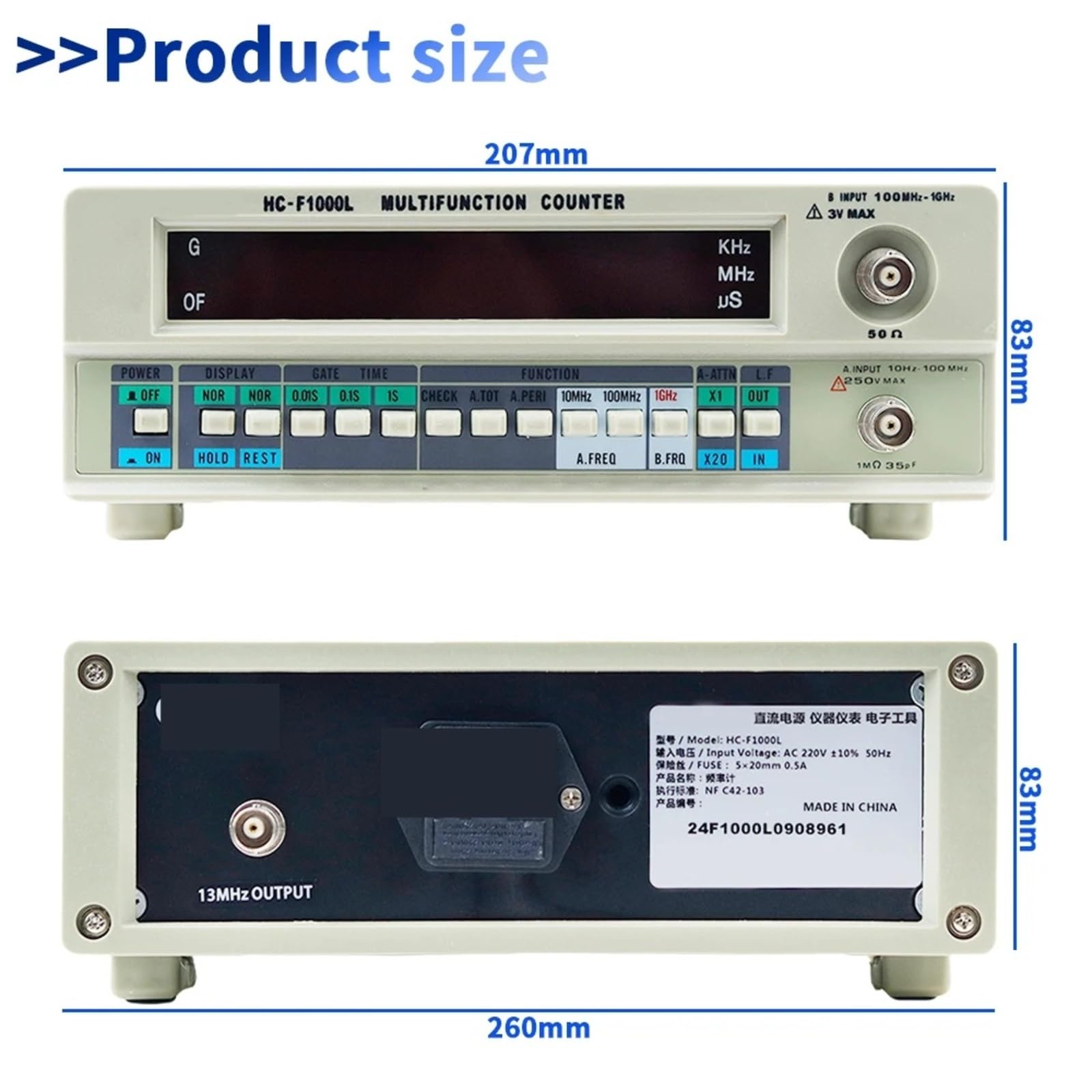 Frecuencímetro, Medidor De Frecuencia Digital Multifuncional 1 GHz