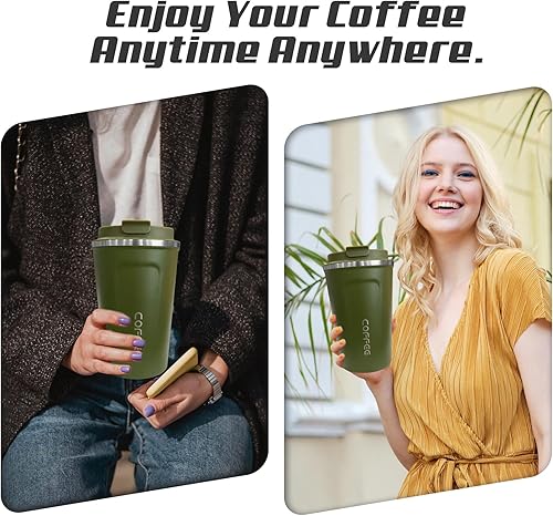 Miniatura 6 de Tazas de café de viaje a prueba de fugas, tazas de café reutilizables con tapas, termo de acero inoxidable al vacío, tazas de aislamiento térmico