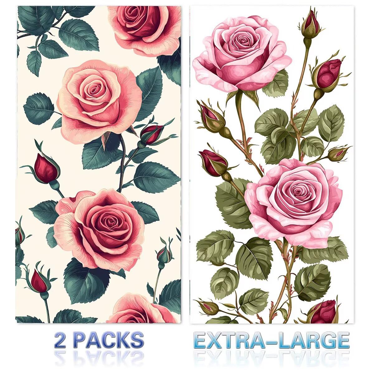 Telo Mare Microfibra Grande - 100 x 200 cm Telo Mare 2 Pezzi, Antisabbia, Asciugatura Rapida, Ultra Assorbente, Estate Spiaggia Asciugamani Bagno Asciugamano Microfibra, Donna Regali (Rose Fiori) m711