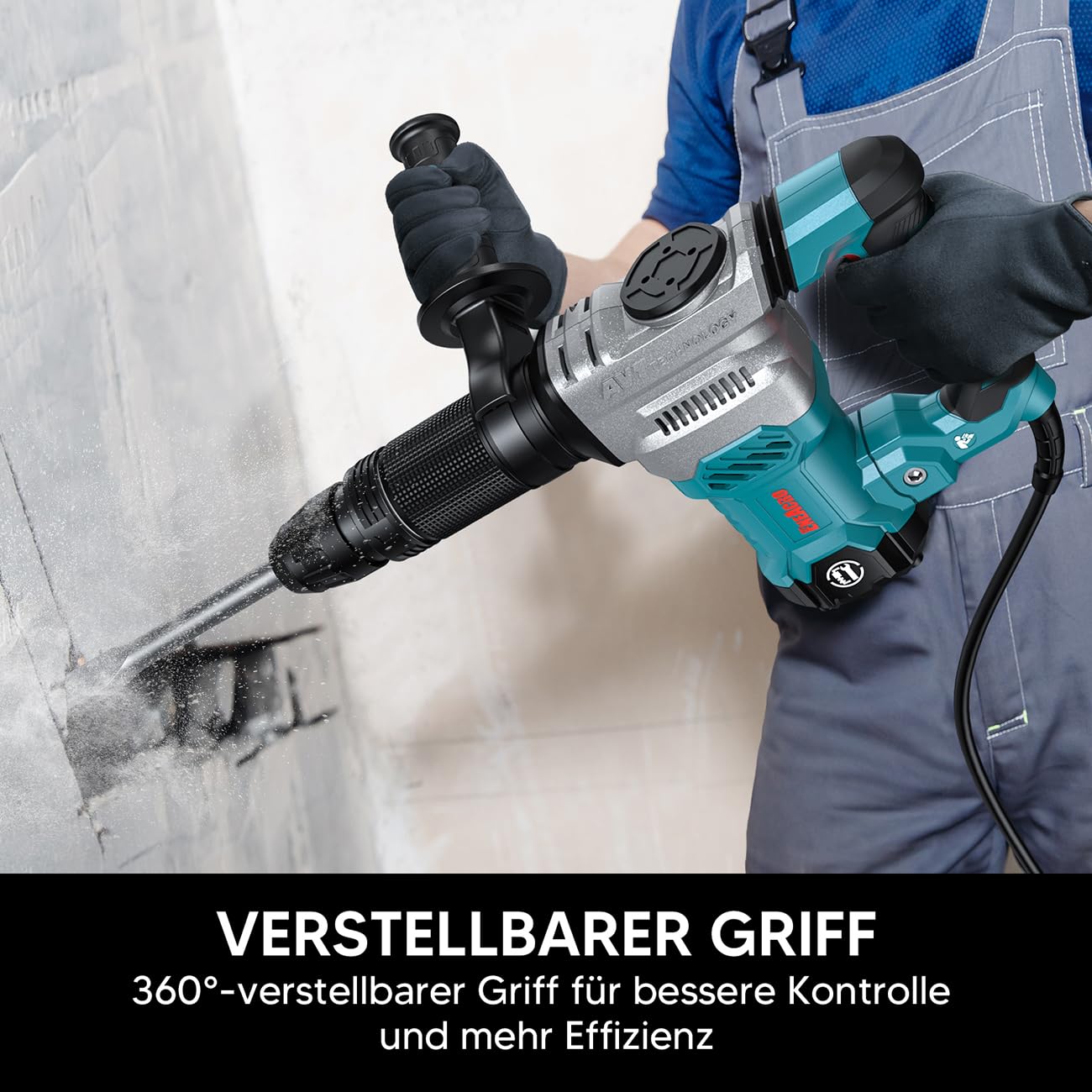 ENEACRO Martillo de Demolición SDS-Max, Potente Martillo Demoledor Eléctrico 1300W 20 Joule con Cuerpo de Aleación de Aluminio, Sistema Anti-Vibración, Incluye Cinceles y juegos de herramientas