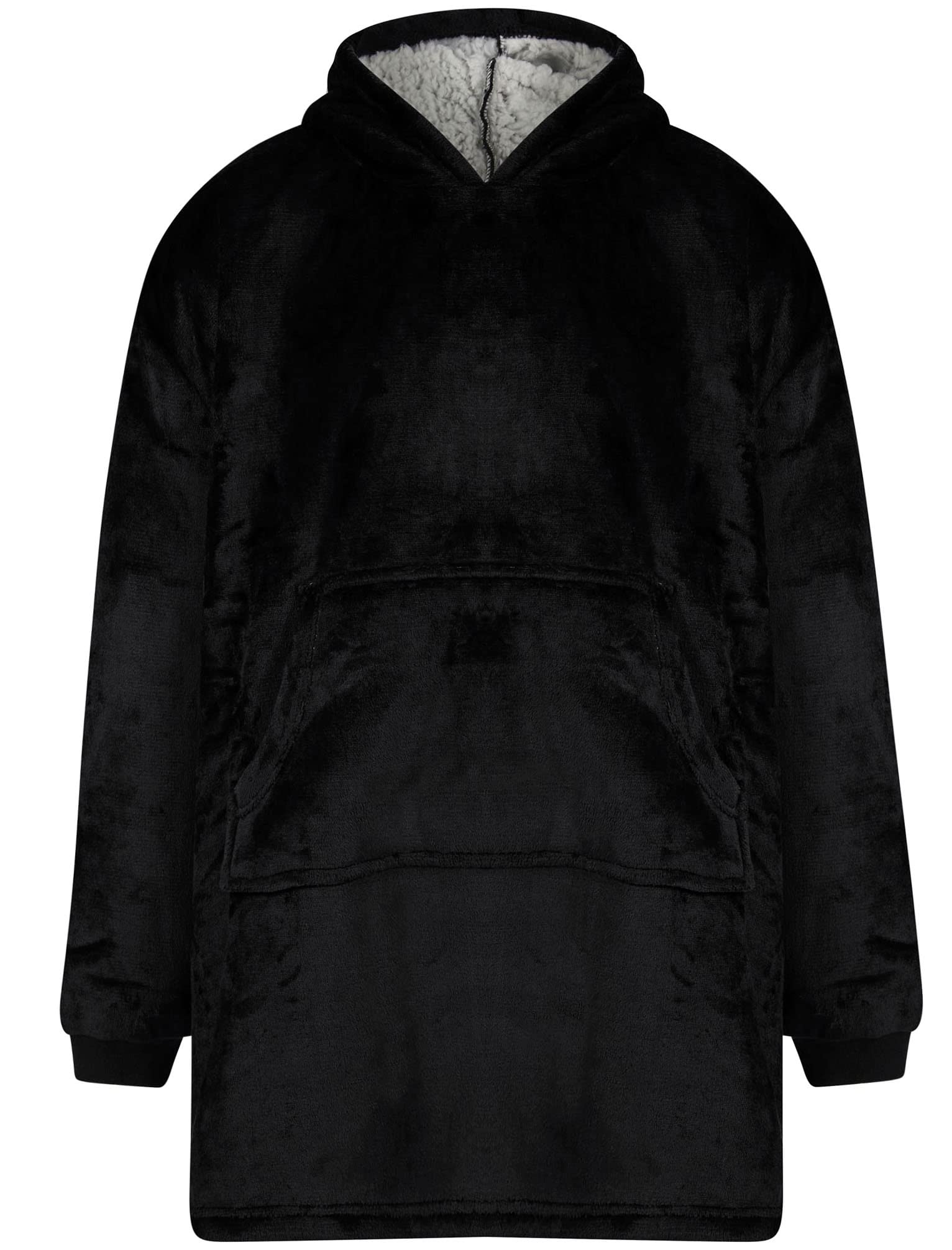 Tokyo Laundry Women's Men's Unisex Snuggle Fleece Oversized Hooded Blanket Jet Black