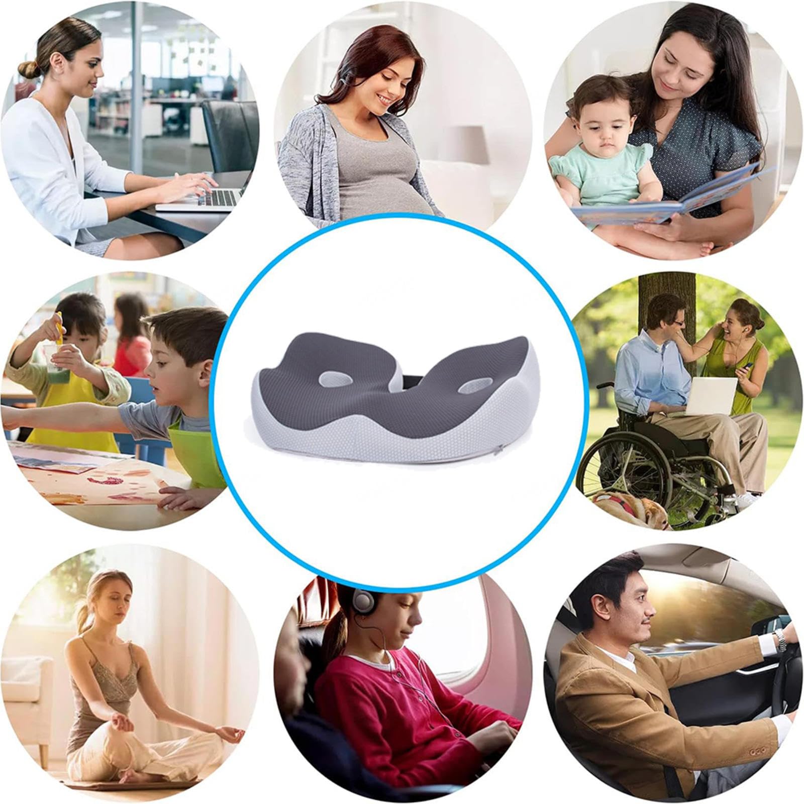 Cuscino per coccige per alleviare il dolore al coccige, ergonomico, per sedie da ufficio, sollievo dal mal di schiena, ideale per lunghe sessioni di seduta e comfort su qualsiasi sedia
