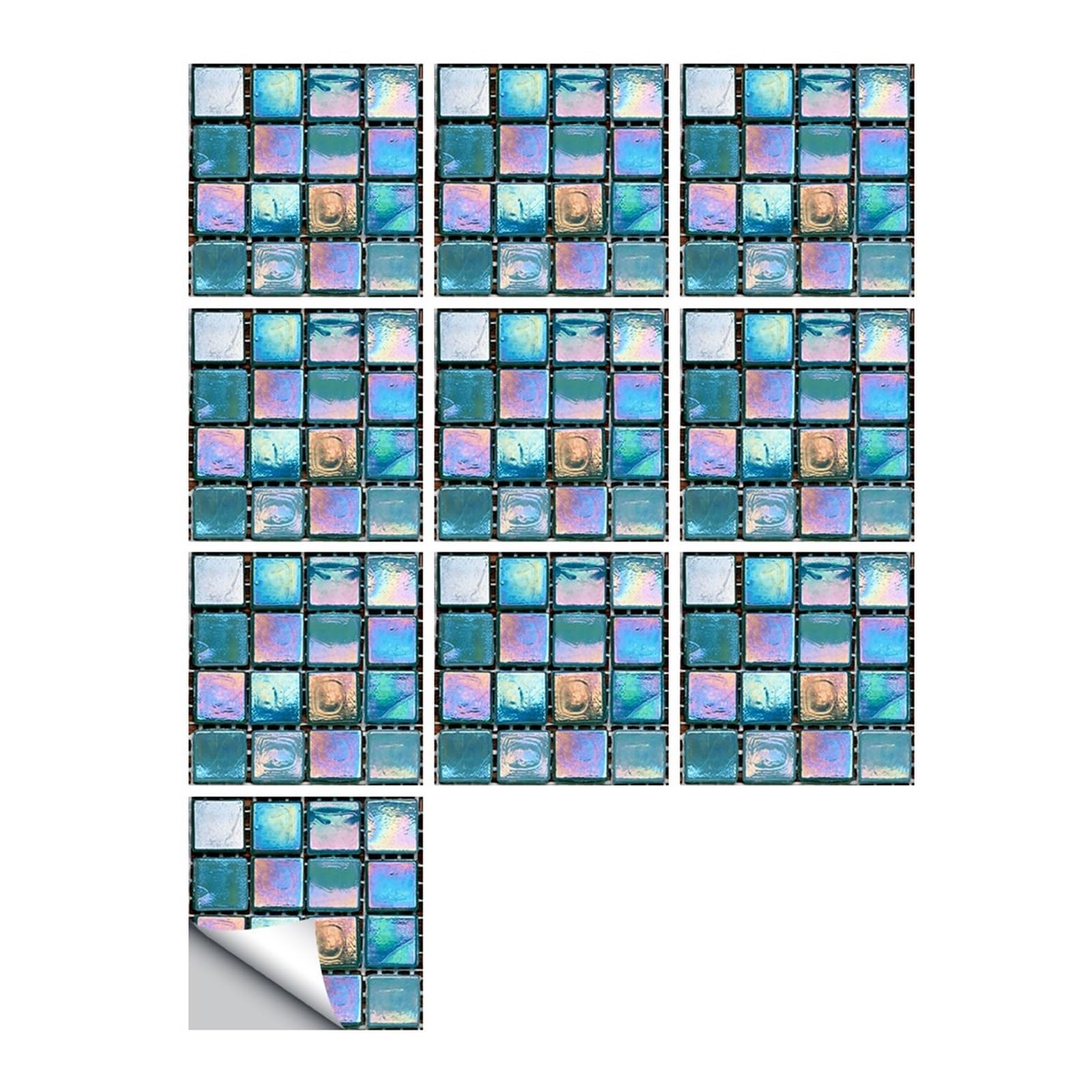 Mosaic Marble Effect Tile Stickers, Waterproof Simulation Mosaic Wall Stickers 10x10cm, Removable Decals for Home Decor(Color 14,15x15cm 10pcs)