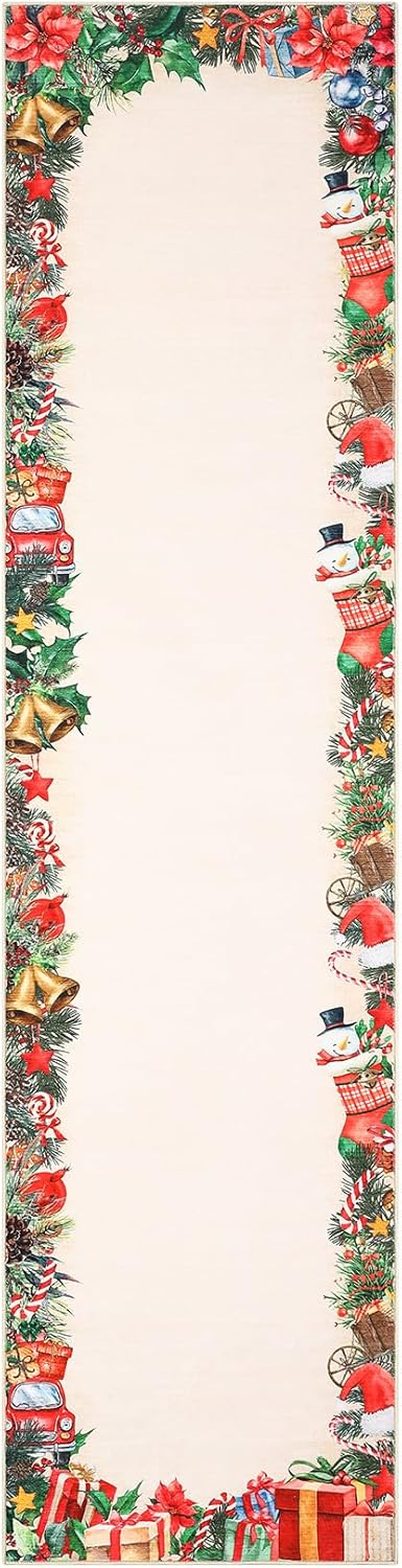 GarveeHome Runner Rug,2x8 Washable Entryway Rugs Non Slip Runner,Non Shedding Floor Soft Low Pile Holiday Decor for Kitchen Bedroom Entryway Laundry