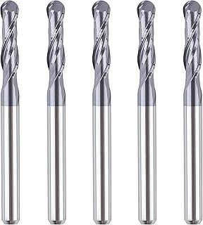 SpeTool 5Pcs Carbide Ball Nose CNC Router Bits 1/8" Cutting Diameter Milling Tool HRC55, 1/8" Shank UpCut Spiral End Mill