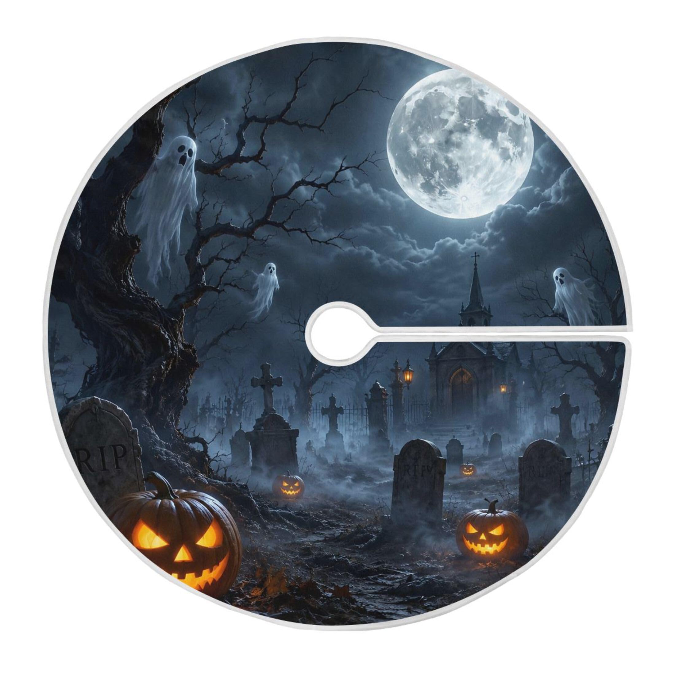 Fuauuyl Halloween Christmas Tree Skirt 36 in Indoor Outdoor Tree Mat for Farmhouse Holiday Party Decoration