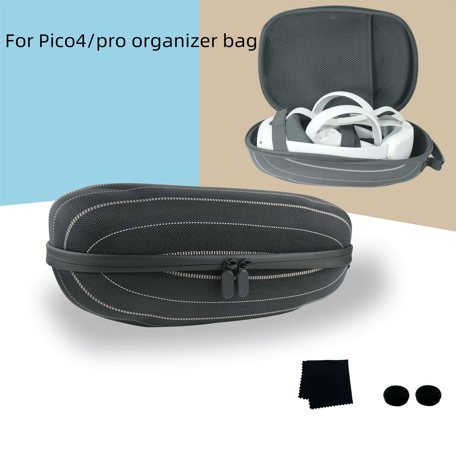 Genérico Estuche rígido Auriculares para Pico 4/Pico 4 Pro VR, VR Cara Cubierta Controlador Agarraderas Funda Orejeras VR Auricular Accesorios de Protección Set (Set 4#)