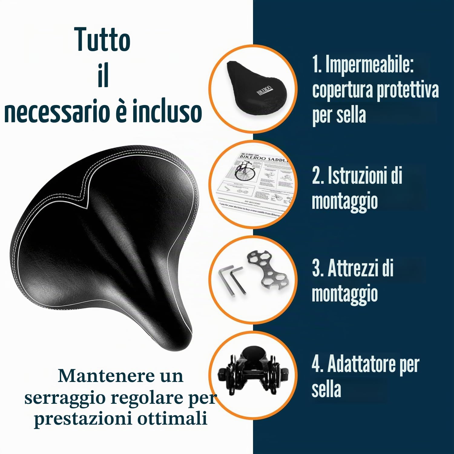 Bikeroo Sellino per bicicletta oversize compatibile con Peloton, cyclette o bici da strada, sella di ricambio con ampio cuscino per uomo e donna