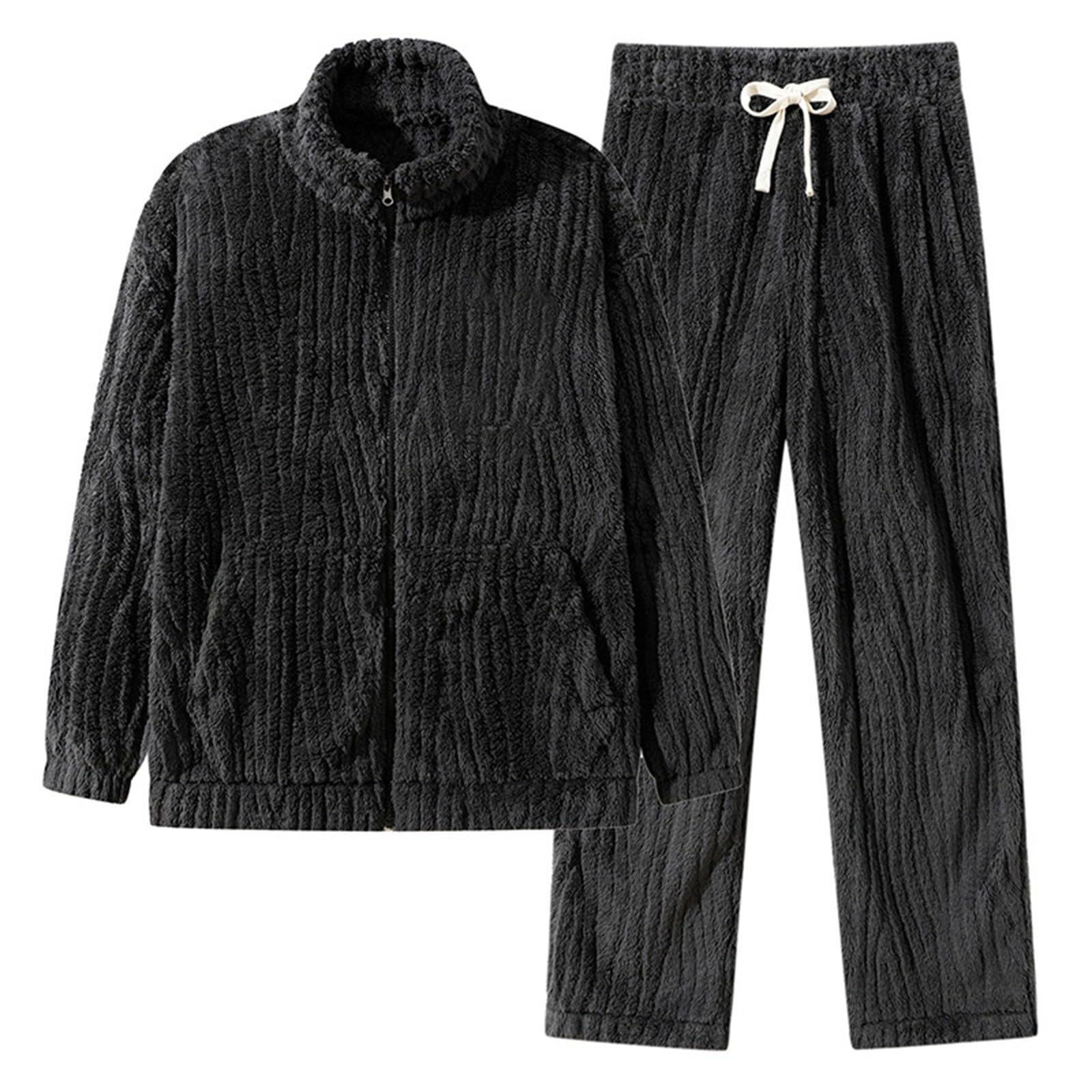 Pijama de rizo para hombre, tallas grandes, traje de casa para hombre, cálido invierno, pijama de manga larga, ropa de dormir, forro polar, con cremallera, pijama para el tiempo libre, traje de ocio