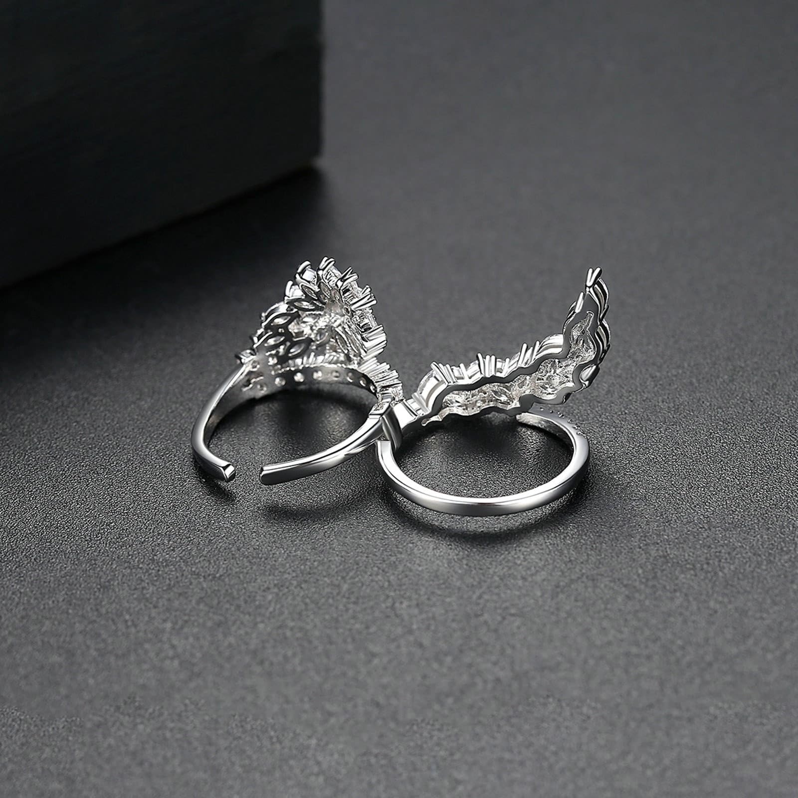 Moissanite pierścionek rocznicowy białe złoto pierścionki dla kobiet 18-karatowy niemetalowy znaczek (tylko moda) kwiat z cyrkonią rozmiar H 1/2 moda dla lesbijek biżuteria ślubna