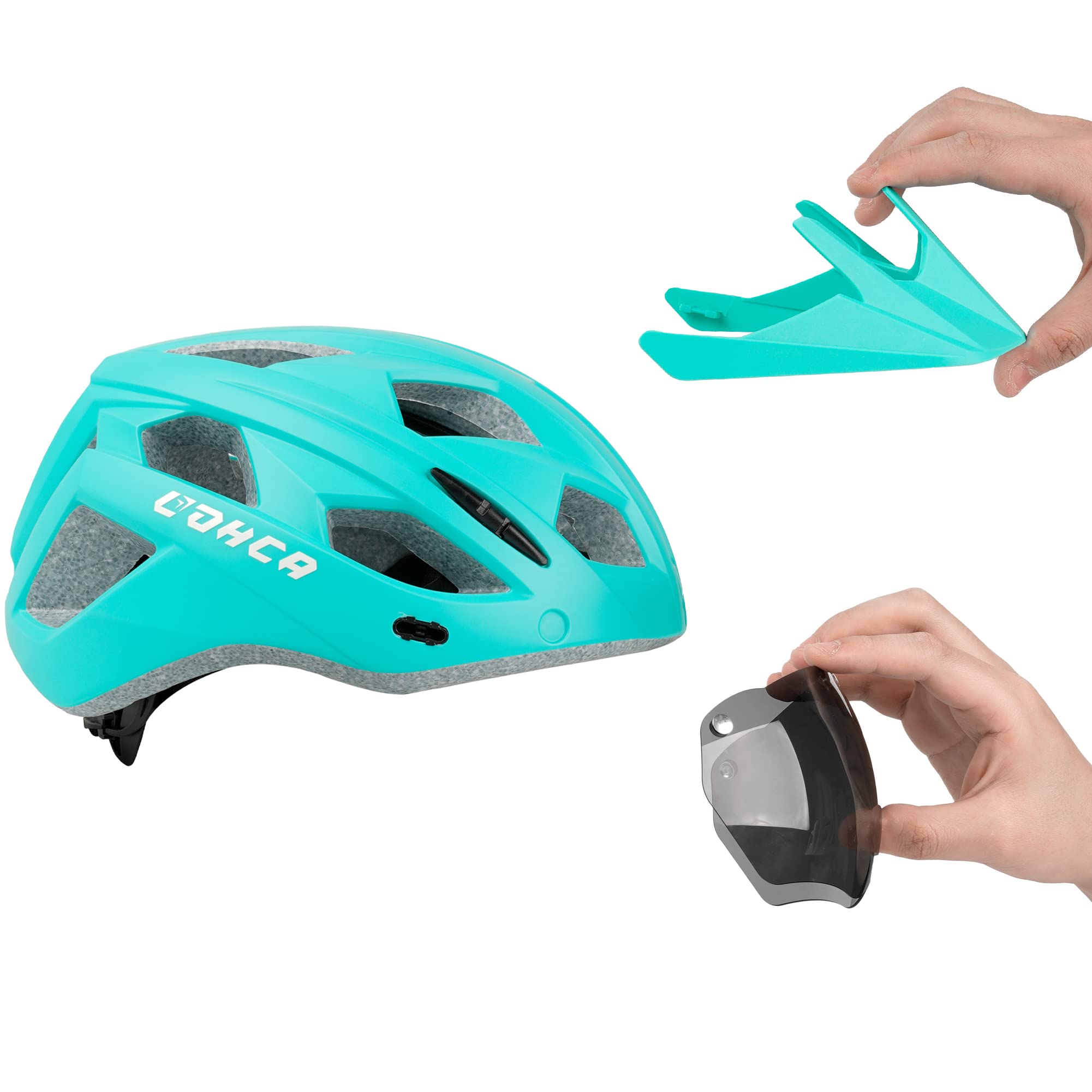 Lohca Fahrradhelm Herren Damen mit Visier, Rennrad, Mountainbike, MTB, Ebike Helm, Radhelm, 55-61cm Sport & Freizeit