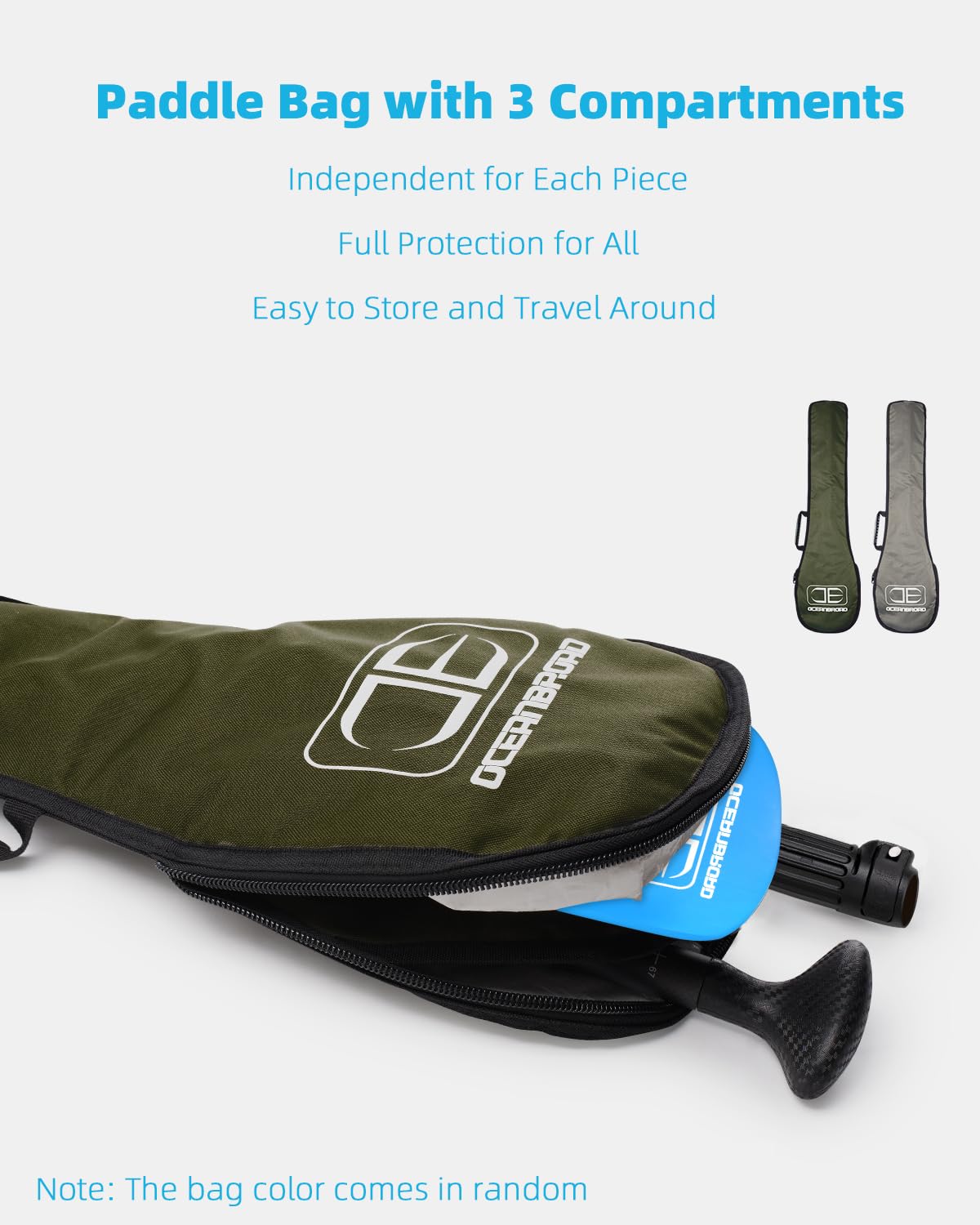 OCEANBROAD SUP Paddle Board Paddel 3 Stück Verstellbarer Carbon Schaft Stand Up Paddel mit Tasche