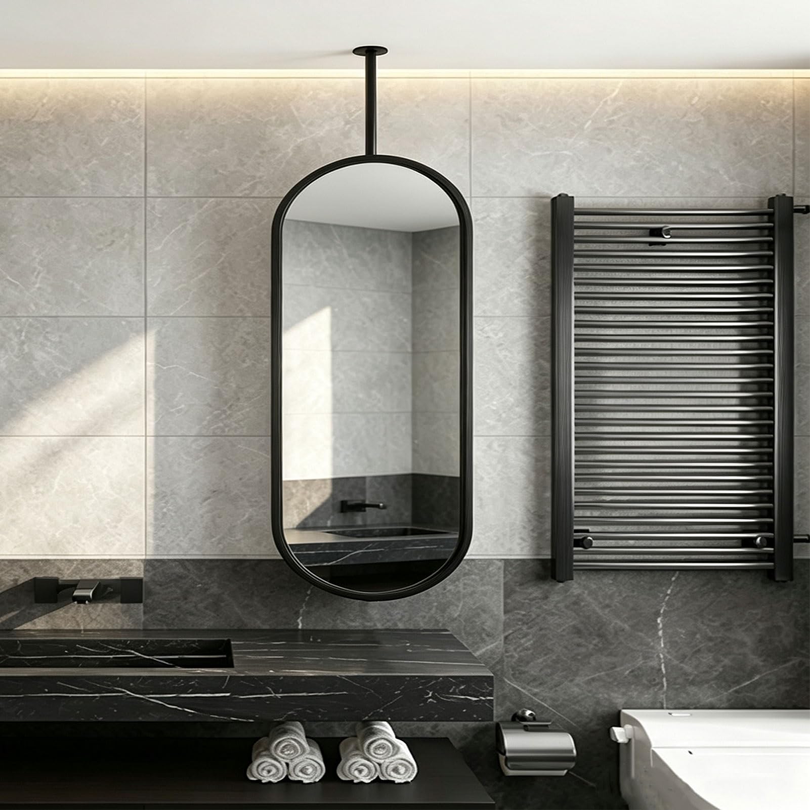 Miroir de maquillage de vanité avec cadre en acier inoxydable brossé