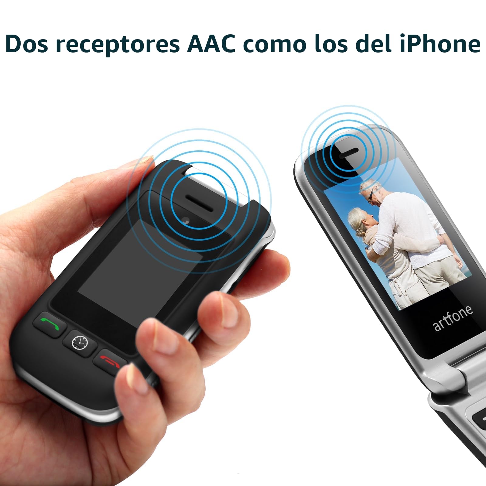 artfone Teléfono Móvil para Personas Mayores Teclas Grandes con Tapa, Doble Pantalla de 2,4 Pulgadas Tecla de Emergencia Botón SOS Cámara Fácil de Usar para Ancianos Flip Base Cargadora C10 Negro