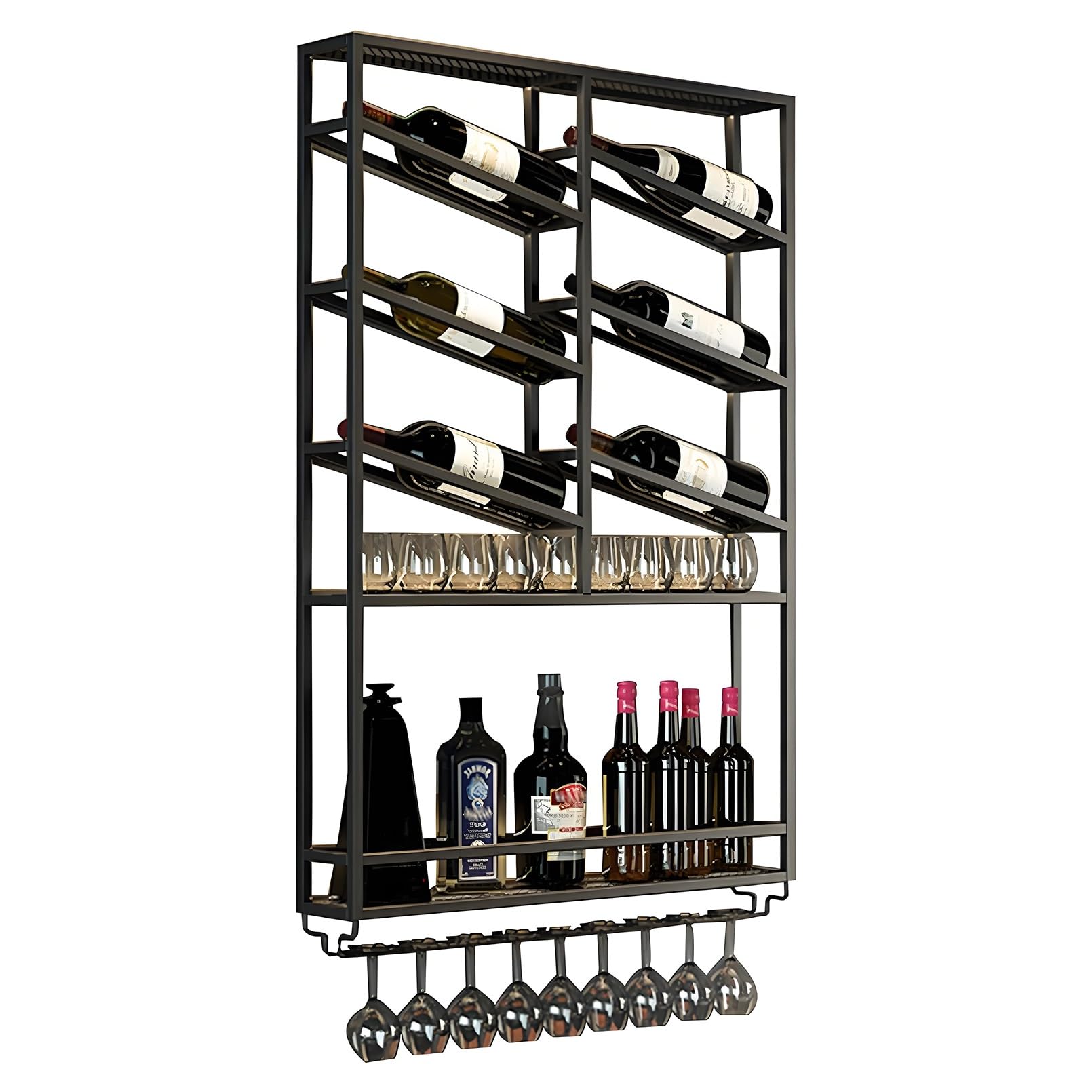 Étagère à vin murale pour cuisine et salon style loft industriel