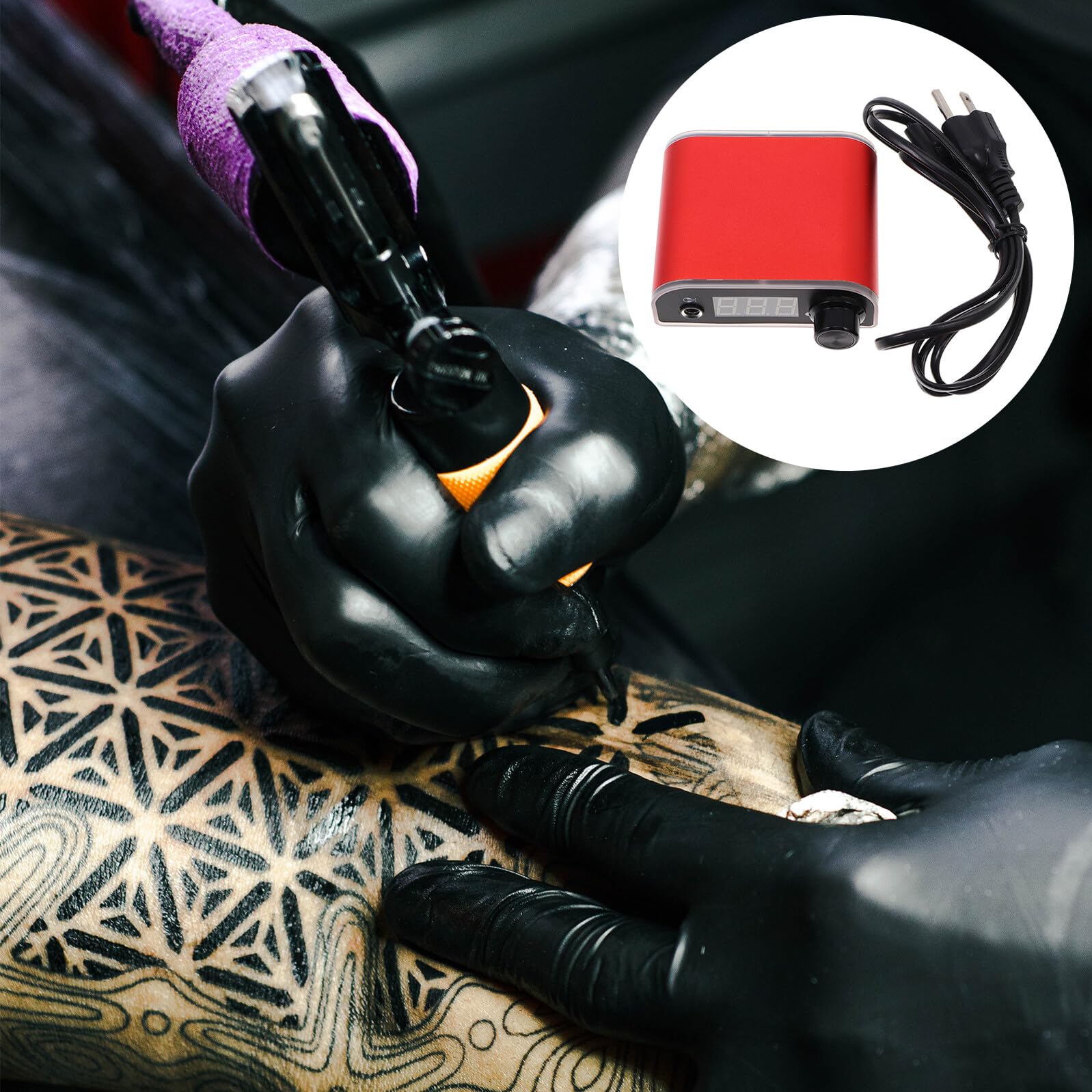 Didiseaon Fuente de Alimentación Mini Pantalla Led para Tatuajes Diseño Ligero en Abs y Aleación Accesorio Adecuado para Máquinas de Tatuar Profesionales