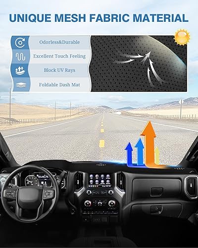 Miniatura 5 de FIILINES - Cubierta para tablero, accesorio para tablero de malla antideslizante, parasol sin reflejos y protector compatible con ChevyChevrolet