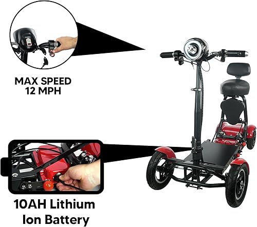 Miniatura 24 de MS-3000 Scooter eléctrico para adultos, scooters plegables para personas mayores, scooter de movilidad de 4 ruedas con silla, scooter eléctrico