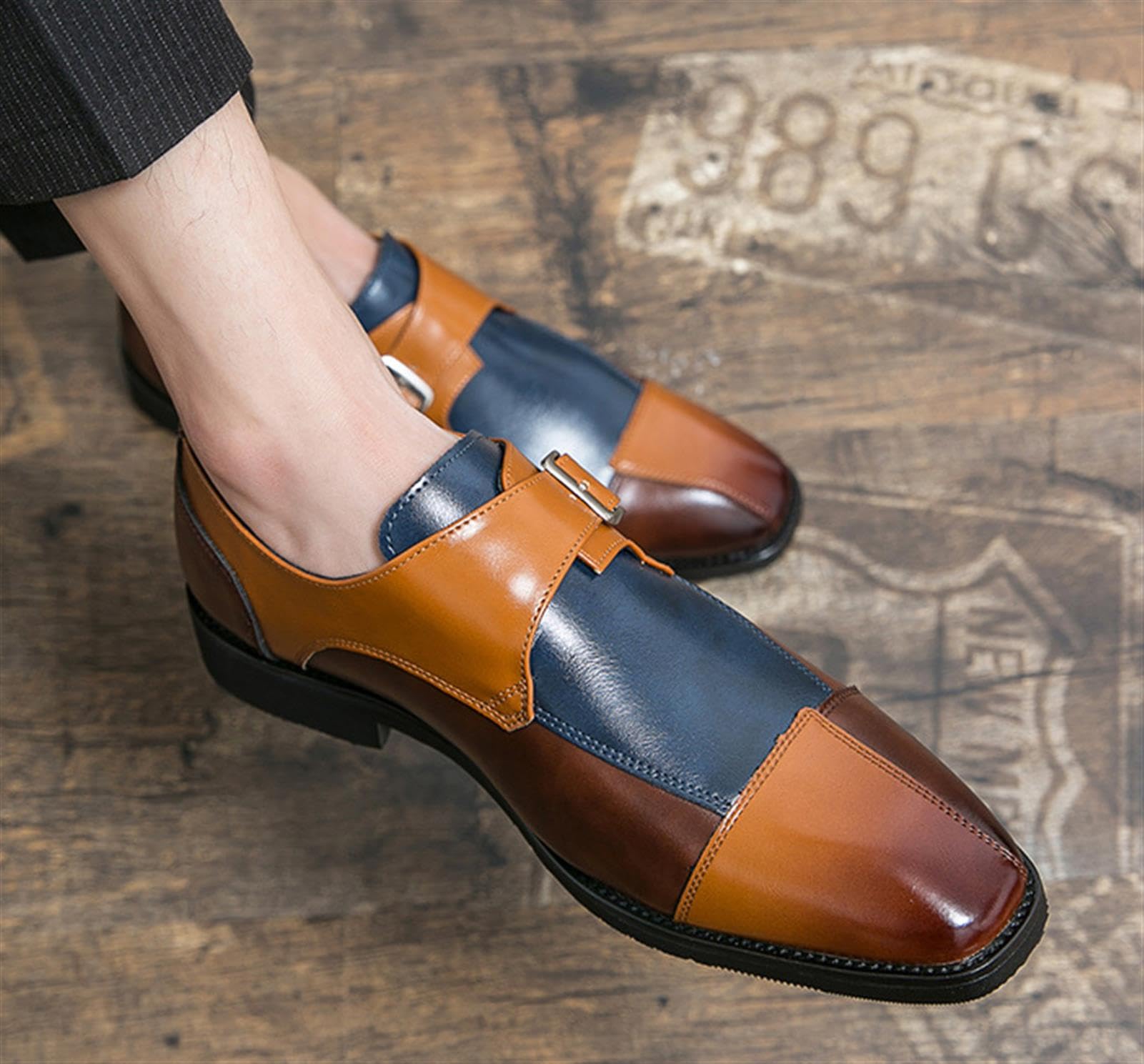 Scarpe Uomo Monk Strap Eleganti Mocassini Formali per Ufficio Lavoro | Calzature Maschili Nere Similpelle Cerimonia Matrimonio Comode Suola in Gomma Design Raffinato Regalo Uomo Moderno