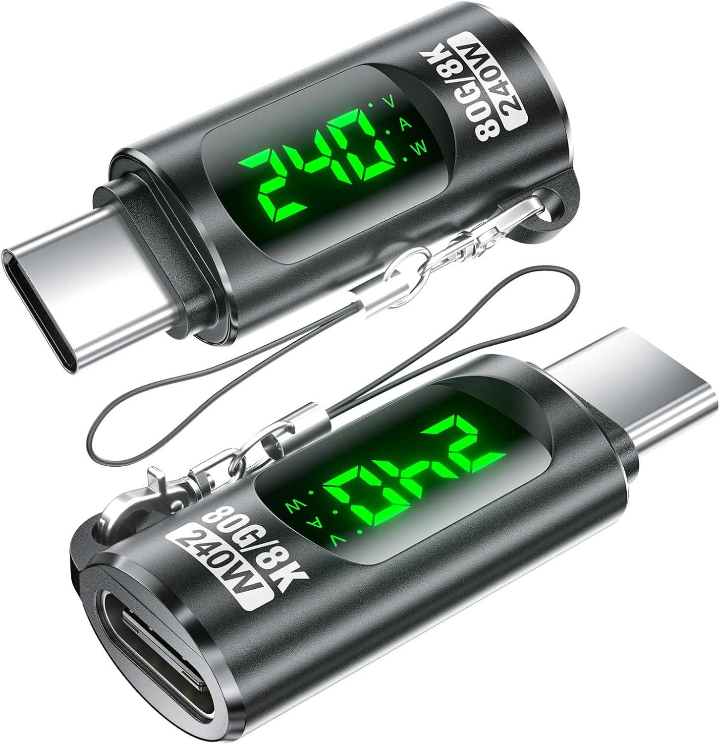240W USB C Adapter Power Meter Tester (3 Pack) - Voltage Current Power LED Digital Display, Type C Male to Female Extension Connector for 1Phone 15/16, MacBook, iPad & More USBC Cables/Devices