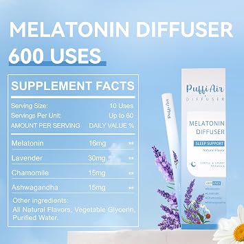 PUFFIAIR Natural Herbal Diffuser Pen Mullein Dandelion and Lavender Aromatherapy Inhaler Bundle - Night & Day Relax Duo - 600 Uses Per Stick