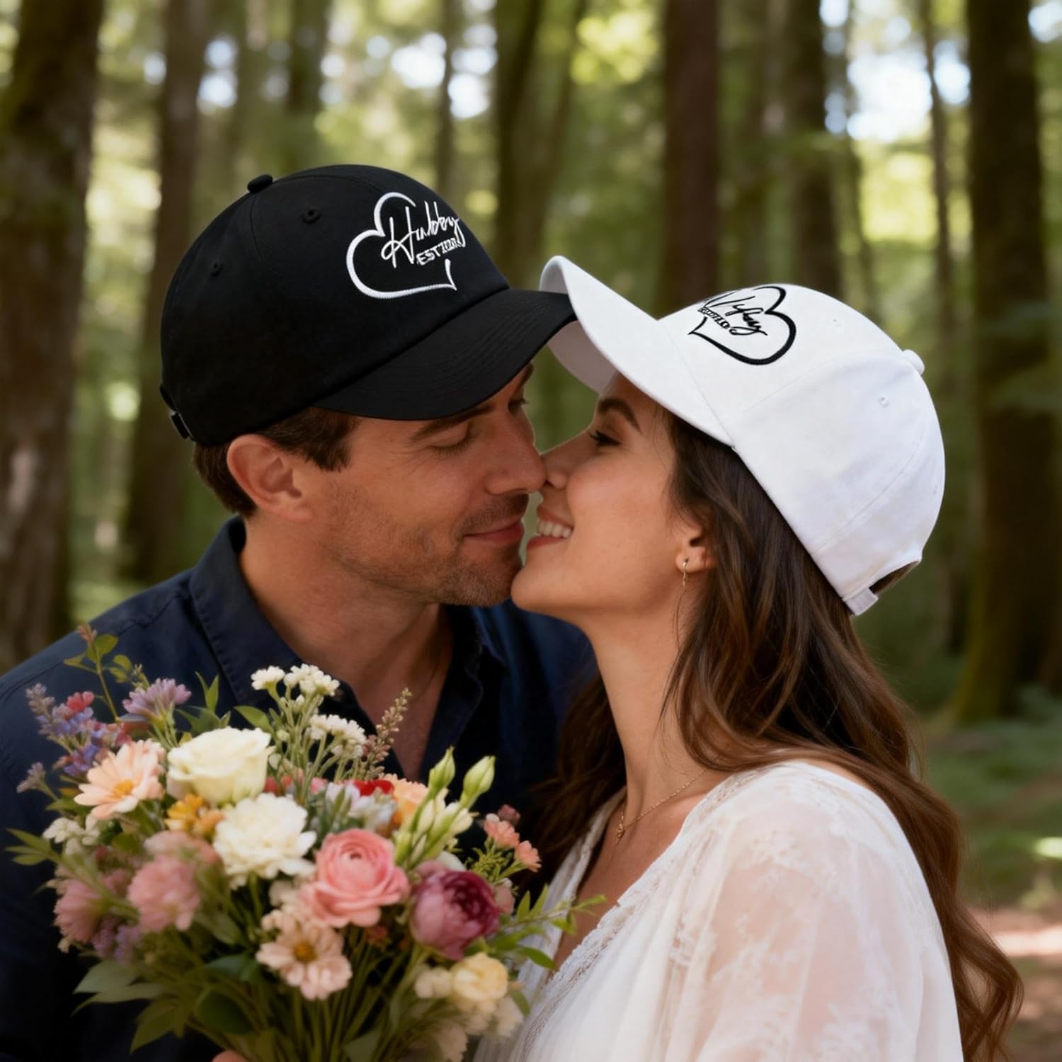 Embroidered Hubby Wifey EST 2026 Hat Set for Women Men Wedding Gifts for Couples His and Hers Honeymoon Engagement Gift