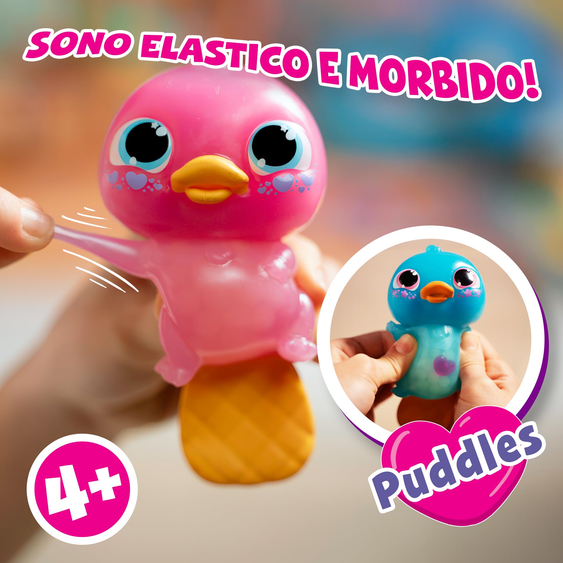 Animagic Let's Glo Puddles - Rosa | Il tuo migliore amico elastico, morbido e luminoso - Si illumina e galleggia in acqua - Animale elettronico interattivo - Per bambini dai 4 anni in su
