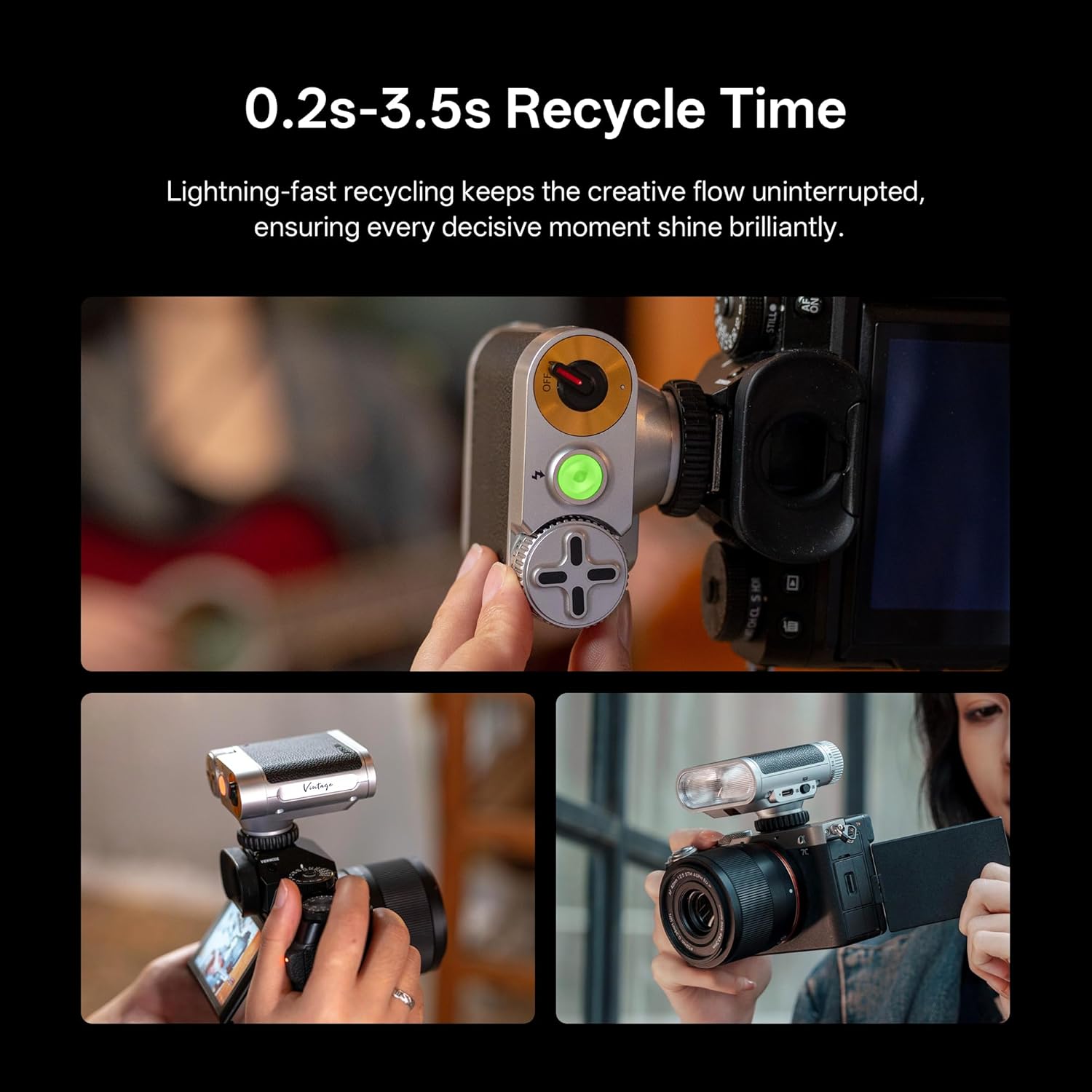 VILTROX Z1+ Camera Mini Flash Speedlite, GN12 6500K Hot Shoe Camera Flash Light with 7 Levels, S1/S2 Optical Control, Detachable Softbox Compatible with Canon Fuji Nikon Panasonic Olympus Cameras