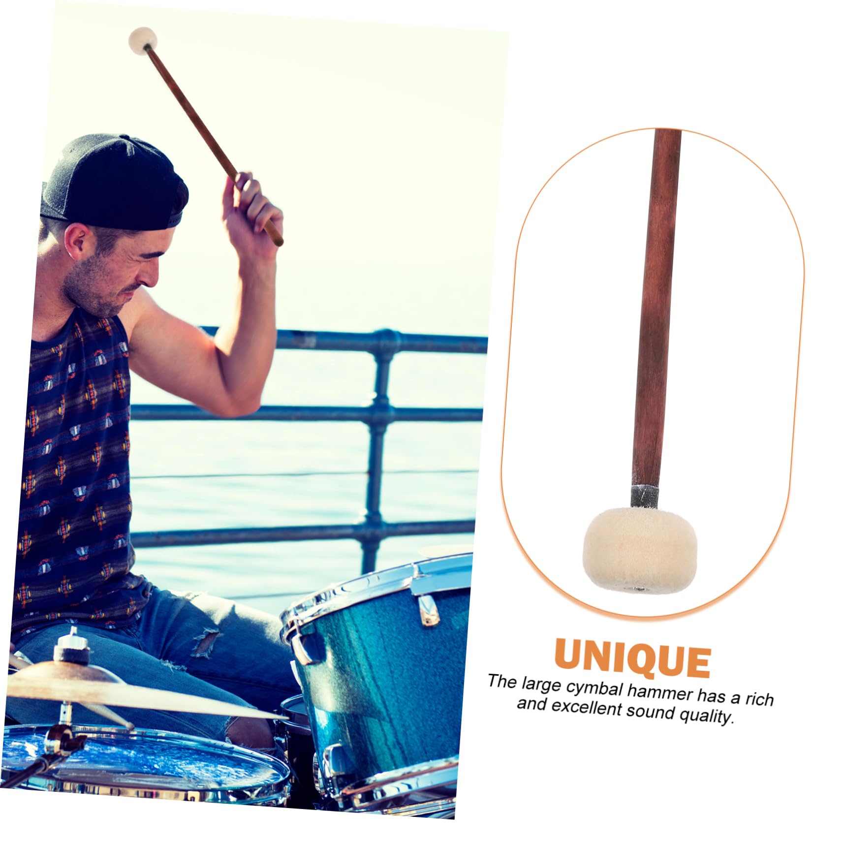ibasenice 6pezzi Bacchette Per Batteria Legno Con Testa Feltro Strumenti Percussione Per Pratica e Tuning Manico Elegante e Confortevole Per Ogni Stile Di Batteria