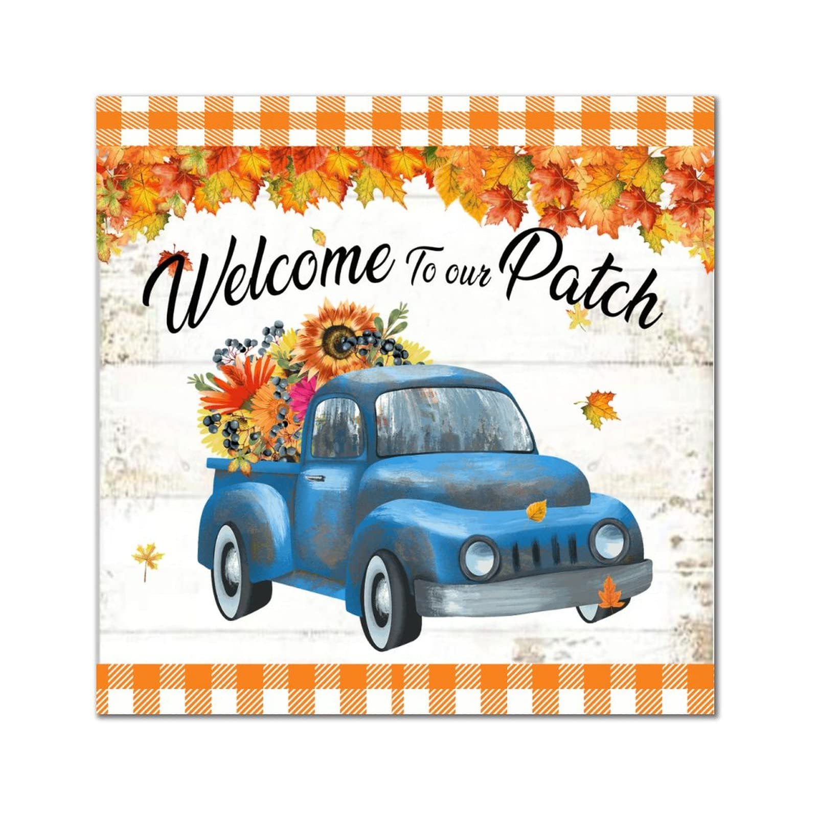 Panneau bois Welcome to Our Patch bleu suspension murale haut de gamme