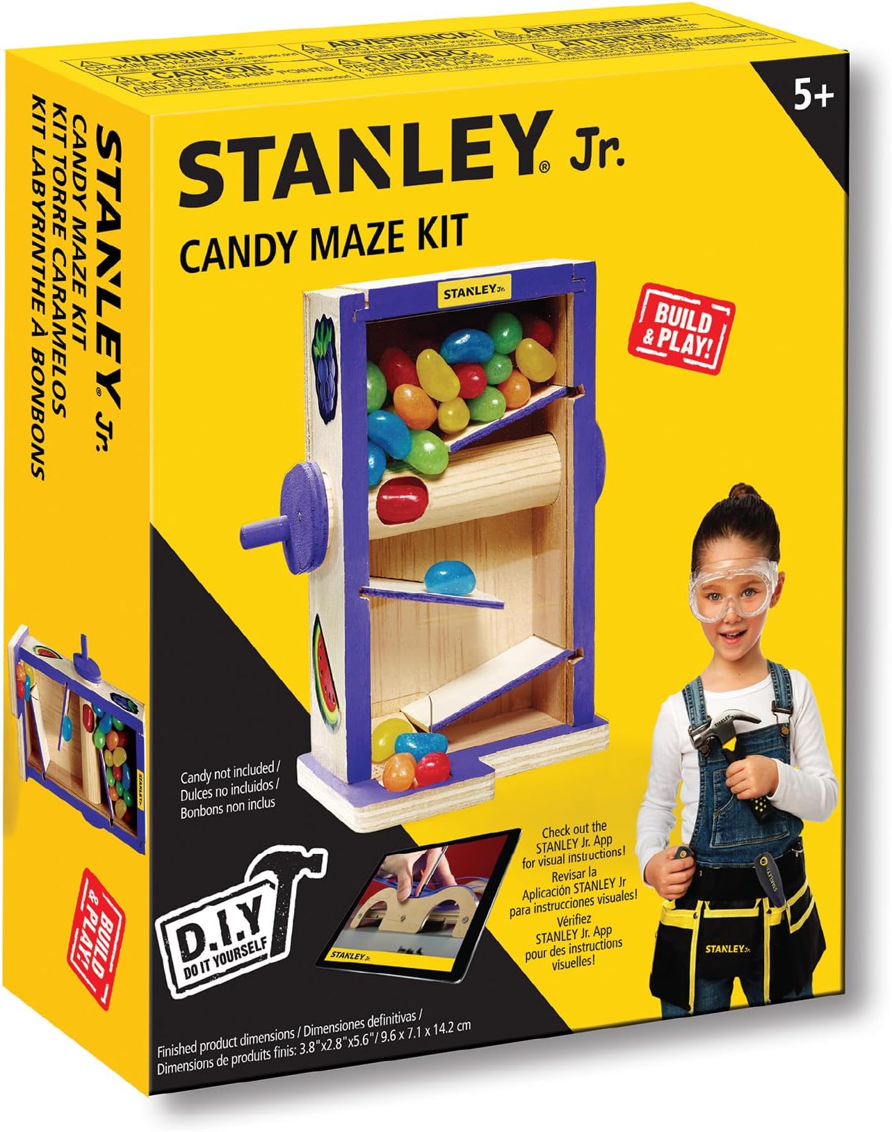 STANLEY Jr. DIY Candy Maze Building Kit for Kids JK009-SY: Children’s Boy or Girl Wood Gumball Box, Beginning Woodworking Set with Paints, Ages 5 to 12