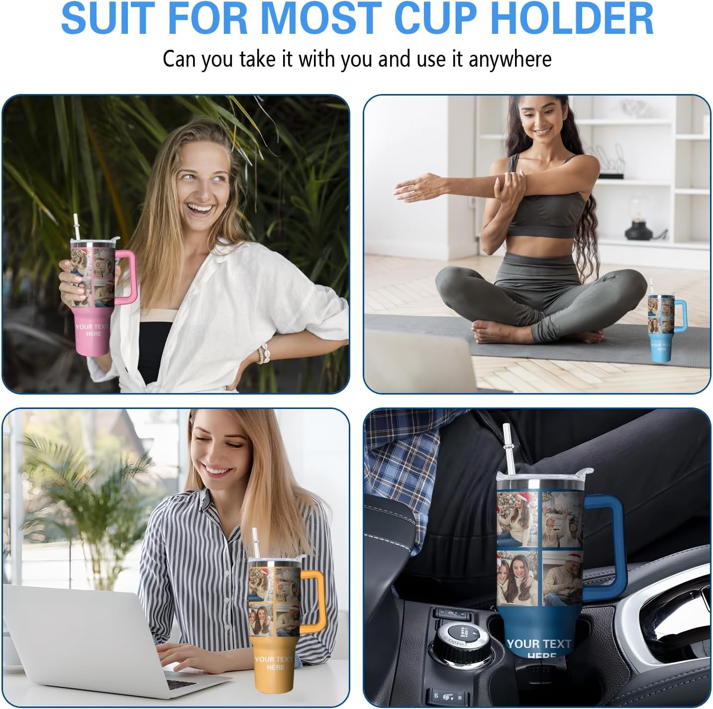 Personalized Gifts Custom Tumbler with Straw 40 Oz Customized Stainless Steel Insulated Travel Cup Add Name,Photo,or Logo,Custom Travel Coffee mug,Personalized Photo Gifts for Women Men - Image 6