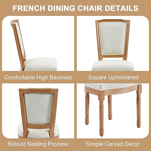 Miniatura 48 de Kiztir Juego de 2 sillas de comedor de ratán, sillas de comedor francesas de mediados de siglo, sillas de comedor de granja con respaldo alto para