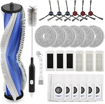 27 Pack Replacement Accessories for ECOVACS DEEBOT T30S Combo/T30S Combo Complete Robot Vacuum 1 Main Brush 6 Side Brushes 6 Hepa Filters 6 Dust Bags 6 Mop Pads 2 Cleaning Brushes