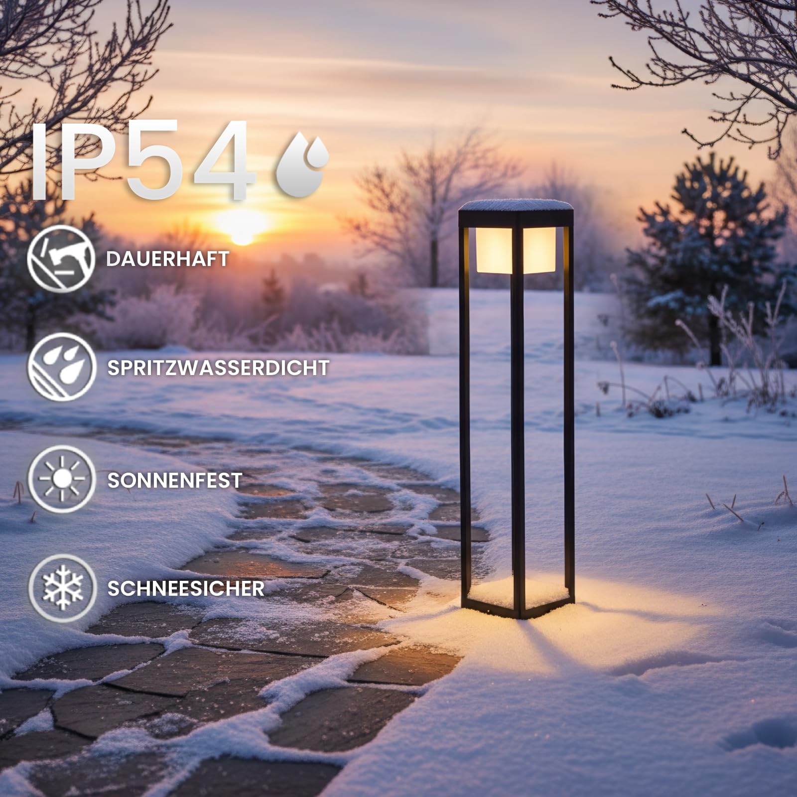 Lumiled LED Wegeleuchte 12W Außen Pollerleuchte 1140Lm 3000K IP54 80cm Schwarz Aluminium Wegbeleuchtung Außenleuchte Außenbeleuchtung Gartenleuchte Wegelampe stehend spritzwasserdicht warmweiß